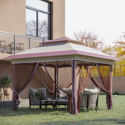 Outsunny 12' x 12' Pop Up Canopy Sun Shade Instant Tent Folding with Mesh Sidewall Netting, 3-Level Adjustable Height