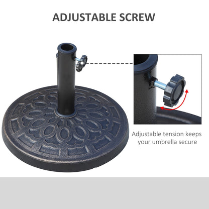 Outsunny 17 26 lbs Round Resin Umbrella Base Stand with Beautiful Decorative Pattern & Easy Setup, for Φ1.5, Φ1.89 Pole