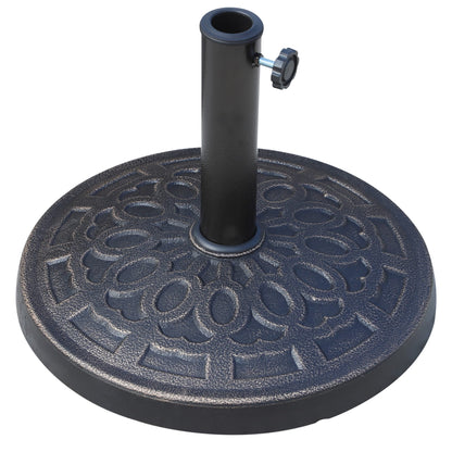 Outsunny 17 26 lbs Round Resin Umbrella Base Stand with Beautiful Decorative Pattern & Easy Setup, for Φ1.5, Φ1.89 Pole