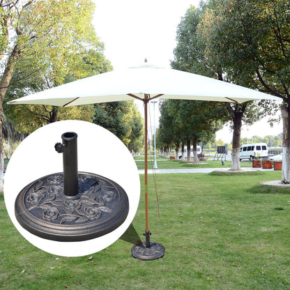 Outsunny 18 Round Decorative Resin Rose Floral Umbrella Pole Holder with Elegant Bronze Finish & Universal Coupler