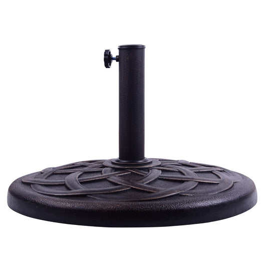 Outsunny 21.5 Round Cast Stone Umbrella Holder Base with Beautiful Decorative Pattern & Easy Setup, Bronze