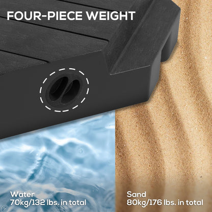 Outsunny 4 Piece Patio Cantilever Umbrella Base Weight Set, Outdoor Offset Umbrella Weights for Umbrella Stand