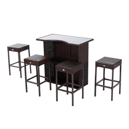 Ensemble de bar en rotin pour patio extérieur Outsunny 5 pièces