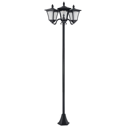 Outsunny 72 Solar Lamp Post, Triple-Head Street Light, All-Weather Waterproof Stainless Steel, Vintage Style for Garden, Lawn