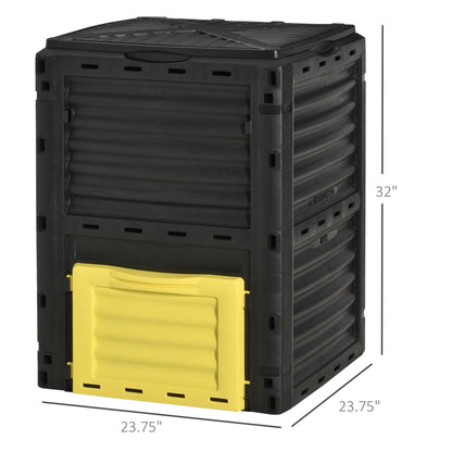 Outsunny Composting Tumblers Garden Compost Bin Large Outdoor Compost Container 80 Gallon, Yellow - 23.75'' x 23.75'' x 32''