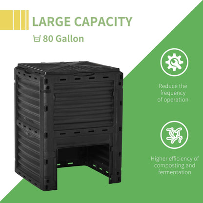 Outsunny Composting Tumblers Garden Compost Bin Large Outdoor Compost Container 80 Gallon, Yellow - 23.75'' x 23.75'' x 32''