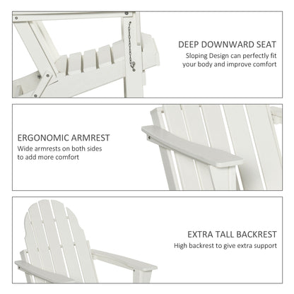 Outsunny Folding Adirondack Chair, HDPE Outdoor All Weather Plastic Lounge Beach Chairs for Patio Deck and Lawn Furniture