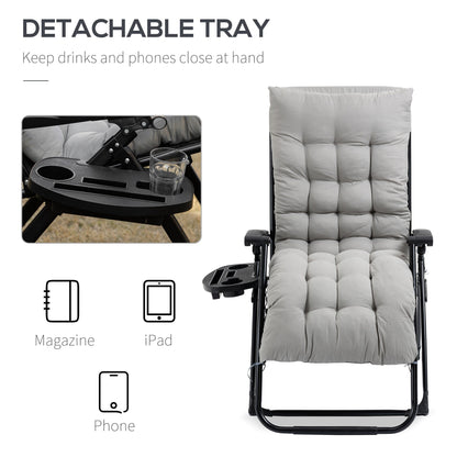 Outsunny Padded Zero Gravity Chairs, Folding Recliner Chair, Patio Lounger with Cup Holder, Adjustable Backrest