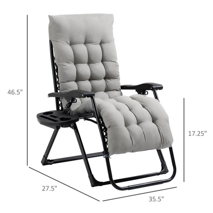 Outsunny Padded Zero Gravity Chairs, Folding Recliner Chair, Patio Lounger with Cup Holder, Adjustable Backrest