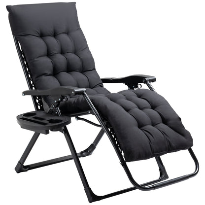 Outsunny Padded Zero Gravity Chairs, Folding Recliner Chair, Patio Lounger with Cup Holder, Adjustable Backrest