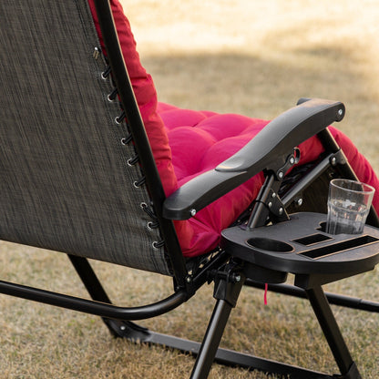 Outsunny Padded Zero Gravity Chairs, Folding Recliner Chair, Patio Lounger with Cup Holder, Adjustable Backrest