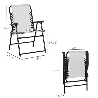Outsunny Set of 2 Patio Folding Chairs, Outdoor Bungee Sling Chairs w/ Armrests, Portable Lawn Chairs for Camping