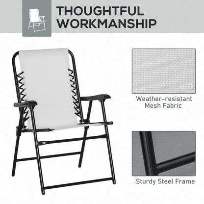 Outsunny Set of 2 Patio Folding Chairs, Outdoor Bungee Sling Chairs w/ Armrests, Portable Lawn Chairs for Camping