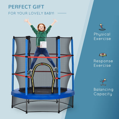 Outsunny 5' Diameter Kids Trampoline with Net for Indoors & Outdoors, Ages 3 to 6