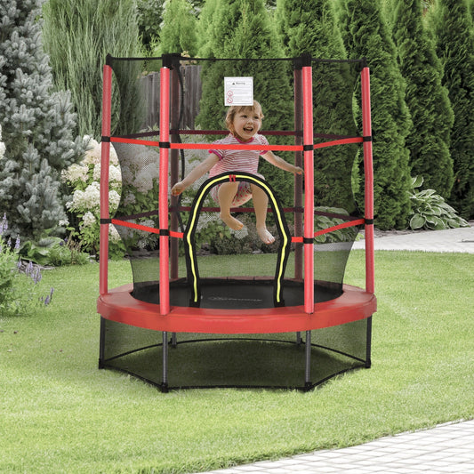 Outsunny 5' Diameter Kids Trampoline with Net for Indoors & Outdoors, Ages 3 to 6