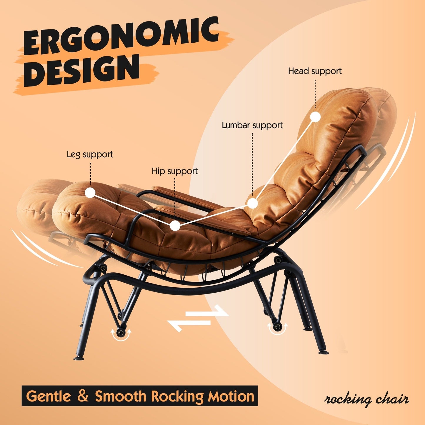 Fauteuil d'appoint de salon OVIOS Fauteuil inclinable à bascule avec pouf