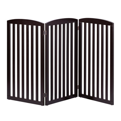 PAWLAND 3 Panels,36 Inch,Dog Gate, Freestanding Foldable Wooden Pet Gate, Safety Gate Fence