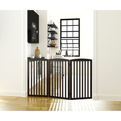 PAWLAND 3 Panels,36 Inch,Dog Gate, Freestanding Foldable Wooden Pet Gate, Safety Gate Fence