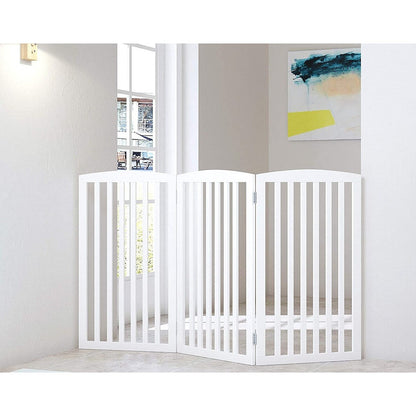 PAWLAND 3 Panels,36 Inch,Dog Gate, Freestanding Foldable Wooden Pet Gate, Safety Gate Fence