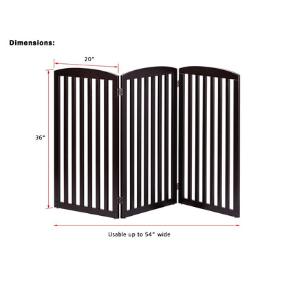PAWLAND 3 Panels,36 Inch,Dog Gate, Freestanding Foldable Wooden Pet Gate, Safety Gate Fence