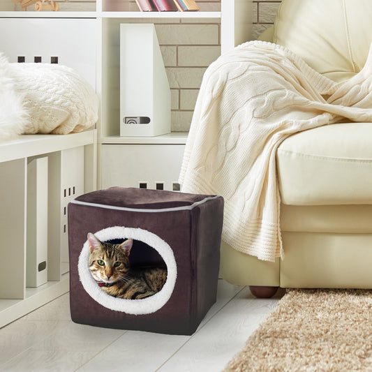 PETMAKER Cozy Cat Cave Enclosed Cube Indoor Pet Bed