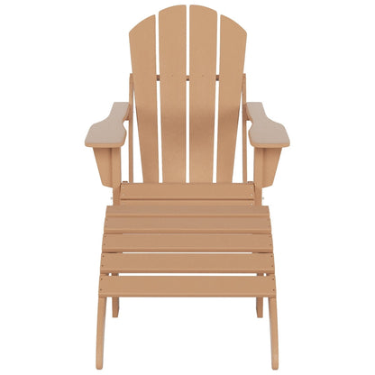 Polytrends Laguna Hdpe All Weather Outdoor Patio Foldable Adirondack Chair With Ottoman (2-Piece Set)