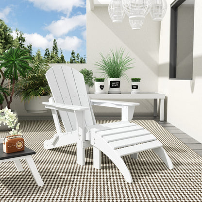 Polytrends Laguna Hdpe All Weather Outdoor Patio Foldable Adirondack Chair With Ottoman (2-Piece Set)