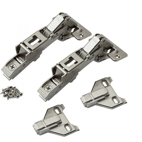 Pair of Blum 170-degree Clip Top Lazy Susan Corner Face Frame Screw-on Cabinet Hinge with Mounting Plate - 170 Degree