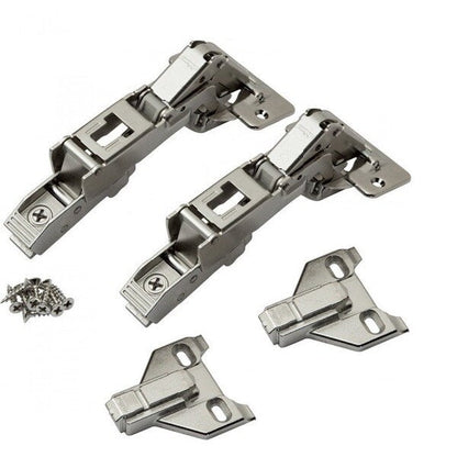 Pair of Blum 170-degree Clip Top Lazy Susan Corner Face Frame Screw-on Cabinet Hinge with Mounting Plate - 170 Degree