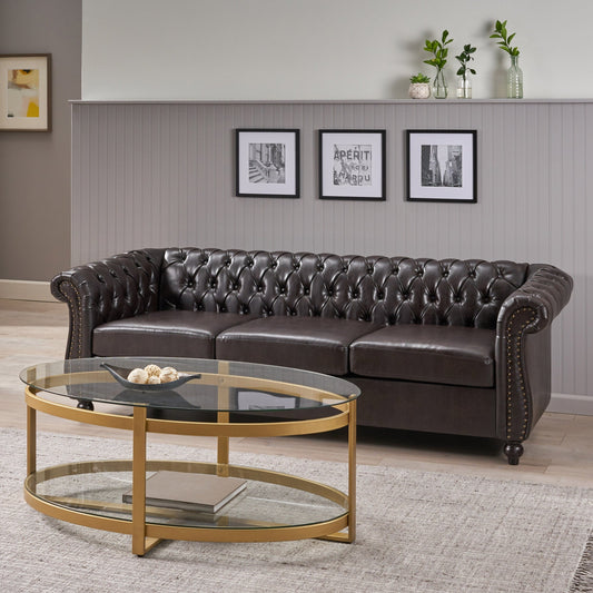 Canapé Chesterfield capitonné Parksley en similicuir par Christopher Knight Home