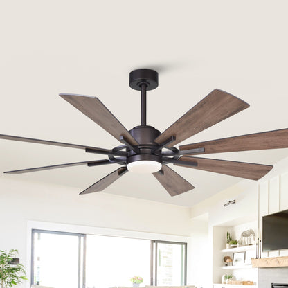 Parrot Uncle 60 Farmhouse Integrated LED Windmill Ceiling Fan with Light and Remote