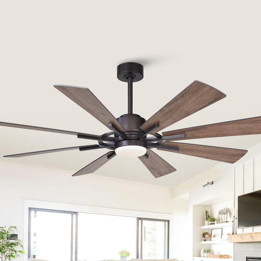 Parrot Uncle 60 Farmhouse Integrated LED Windmill Ceiling Fan with Light and Remote