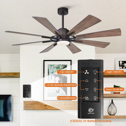 Parrot Uncle 60 Farmhouse Integrated LED Windmill Ceiling Fan with Light and Remote