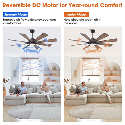 Parrot Uncle 60 Farmhouse Integrated LED Windmill Ceiling Fan with Light and Remote