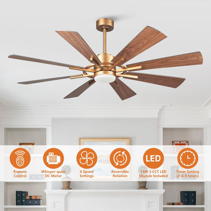 Parrot Uncle 60 Farmhouse Integrated LED Windmill Ceiling Fan with Light and Remote