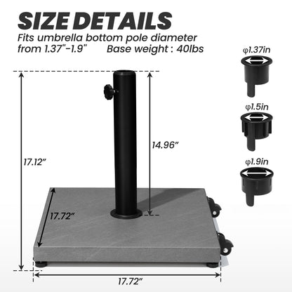 Patio Outdoor Market Umbrella Holder Base 40/55 Pound Square Stand for Pole Umbrella