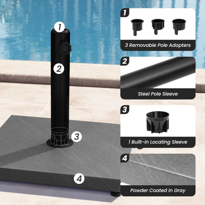 Patio Outdoor Market Umbrella Holder Base 40/55 Pound Square Stand for Pole Umbrella