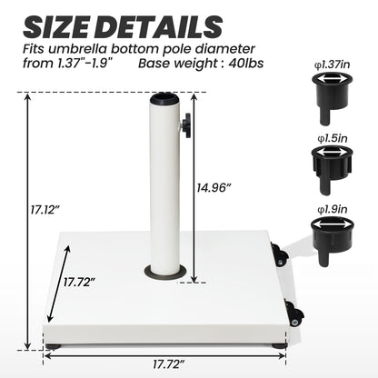 Patio Outdoor Market Umbrella Holder Base 40/55 Pound Square Stand for Pole Umbrella