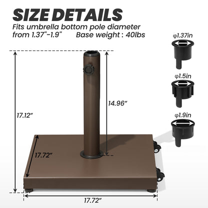Patio Outdoor Market Umbrella Holder Base 40/55 Pound Square Stand for Pole Umbrella