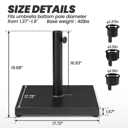 Patio Outdoor Market Umbrella Holder Base 40/55 Pound Square Stand for Pole Umbrella