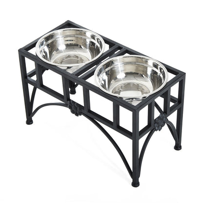 PawHut 22 Double Stainless Steel Heavy Duty Dog Food Bowl Pet Elevated Feeding Station
