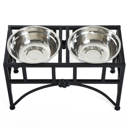 PawHut 22 Double Stainless Steel Heavy Duty Dog Food Bowl Pet Elevated Feeding Station