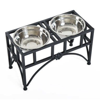 PawHut 22 Double Stainless Steel Heavy Duty Dog Food Bowl Pet Elevated Feeding Station