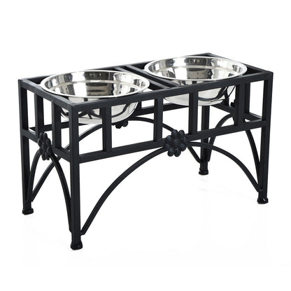 PawHut 22 Double Stainless Steel Heavy Duty Dog Food Bowl Pet Elevated Feeding Station
