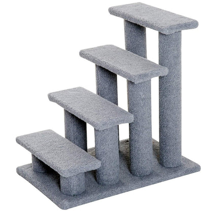 PawHut 25 4-Step Multi-Level Carpeted Cat Scratching Post Pet Stairs - Grey