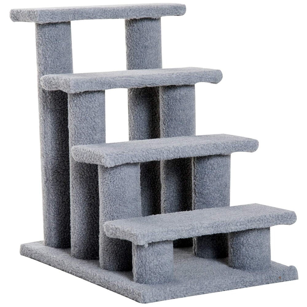 PawHut 25 4-Step Multi-Level Carpeted Cat Scratching Post Pet Stairs - Grey
