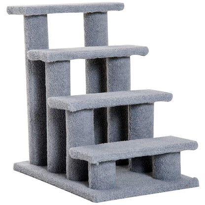 PawHut 25 4-Step Multi-Level Carpeted Cat Scratching Post Pet Stairs - Grey