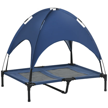 PawHut 36 x 30 Elevated Dog Cot Cooling Pet Bed With UV Protection Canopy Shade