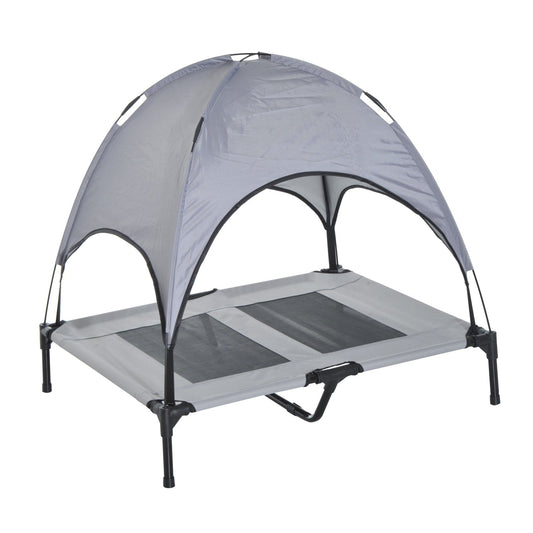 PawHut 36 x 30 Elevated Dog Cot Cooling Pet Bed With UV Protection Canopy Shade