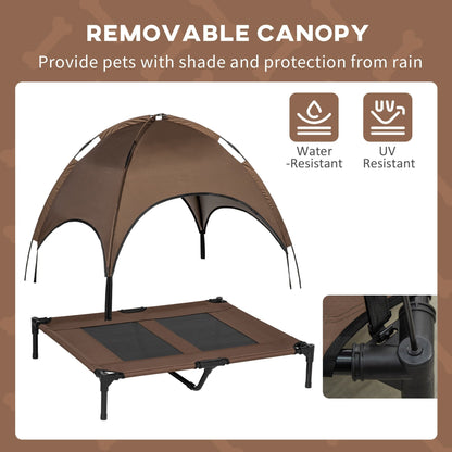 PawHut 36 x 30 Elevated Dog Cot Cooling Pet Bed With UV Protection Canopy Shade